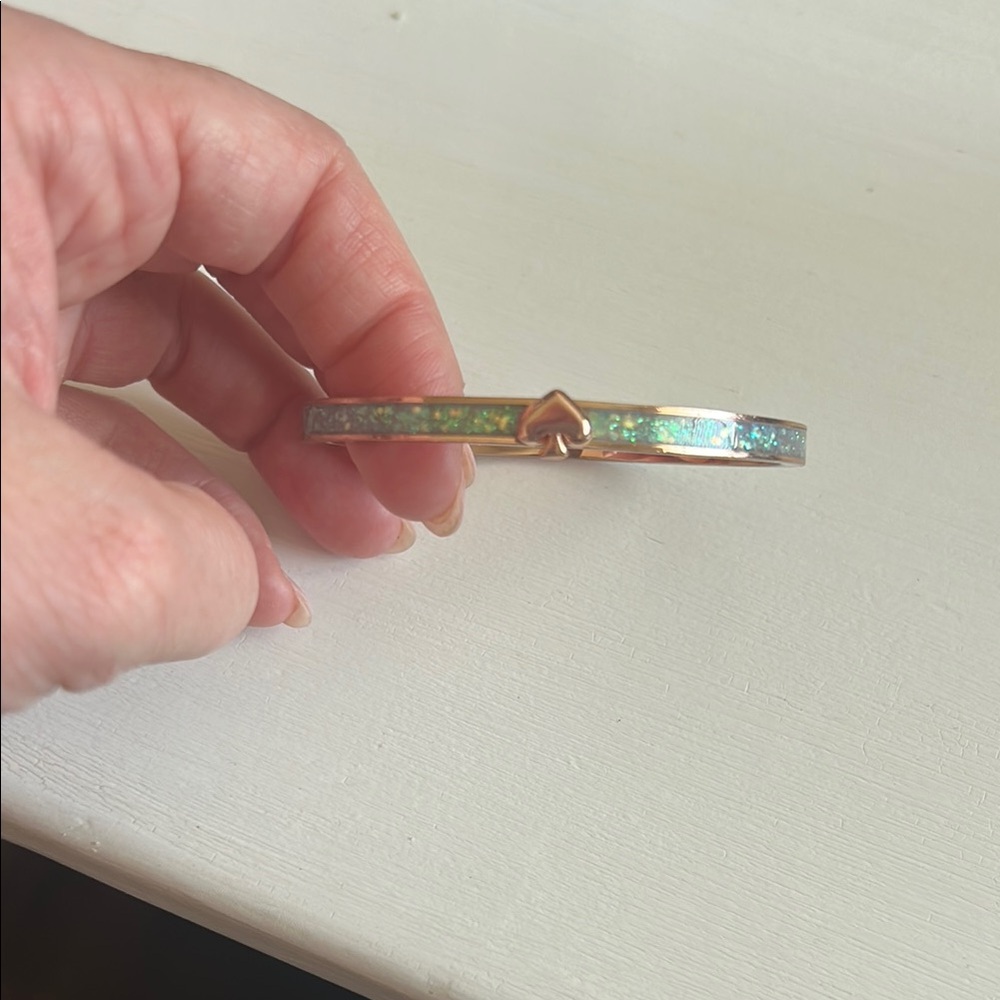 Kate Spade Iridescent Glitter Teal Bangle Bracelet
